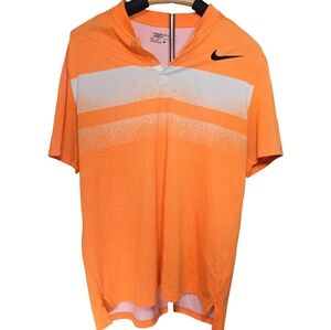 Nike Men's Vibrant Orange and White Polo